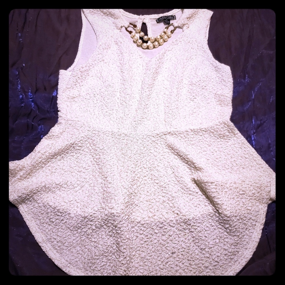 What's Hot Lo Hi Blouse with faux Necklace